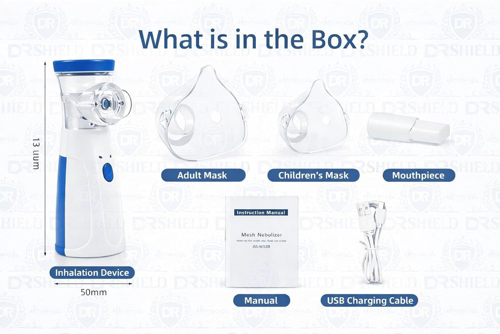 Mesh Nebulizer, Portable Handheld Nebuliser Machine, Model JSL-W302, Quiet and Low Power Operation